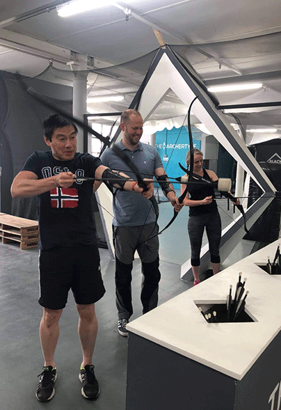 The Manchester Team enjoying Archery Tag Venture